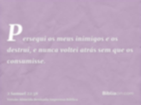 Persegui os meus inimigos e os destruí, e nunca voltei atrás sem que os consumisse.