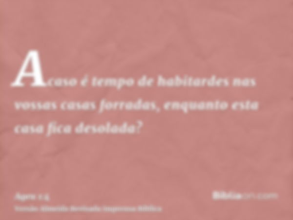 Acaso é tempo de habitardes nas vossas casas forradas, enquanto esta casa fica desolada?