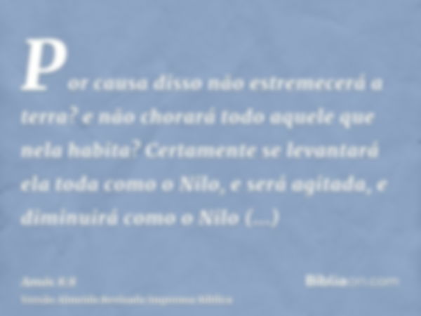 Por causa disso não estremecerá a terra? e não chorará todo aquele que nela habita? Certamente se levantará ela toda como o Nilo, e será agitada, e diminuirá co