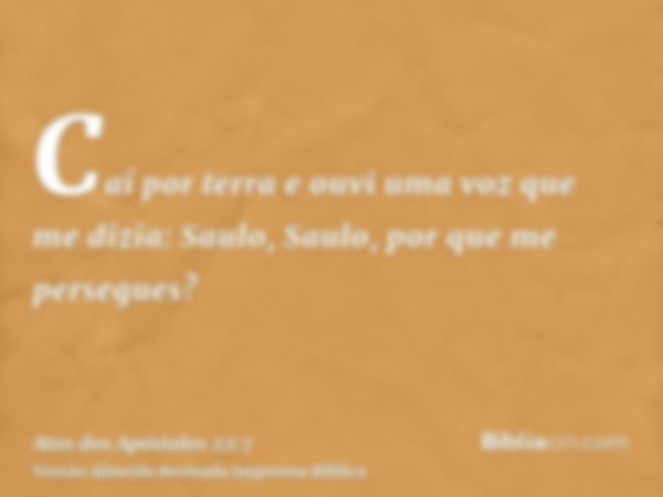 Caí por terra e ouvi uma voz que me dizia: Saulo, Saulo, por que me persegues?