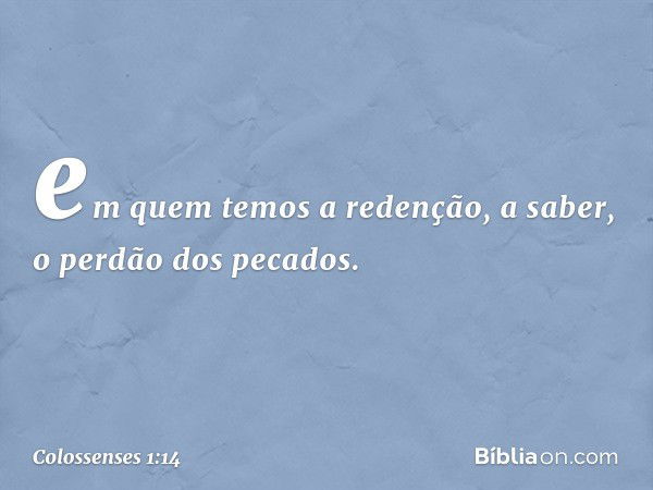 em quem temos a redenção, a saber, o perdão dos pecados. -- Colossenses 1:14