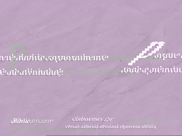 porque nele habita corporalmente toda a plenitude da divindade,