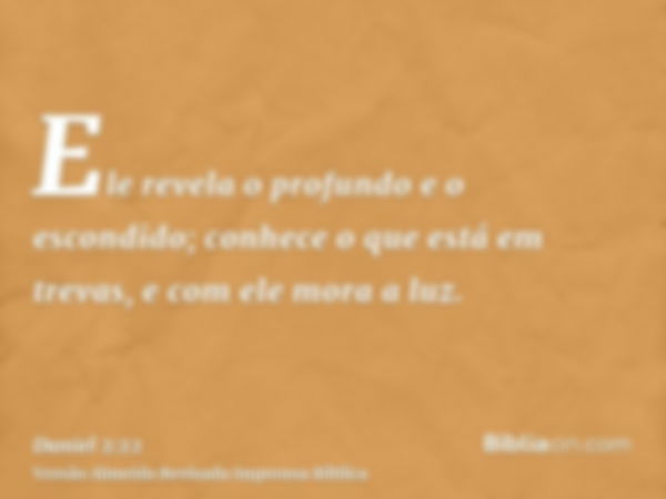 Ele revela o profundo e o escondido; conhece o que está em trevas, e com ele mora a luz.