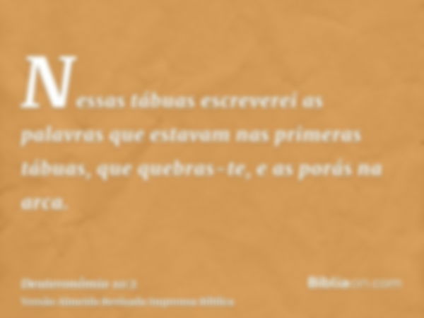 Nessas tábuas escreverei as palavras que estavam nas primeras tábuas, que quebras-te, e as porás na arca.