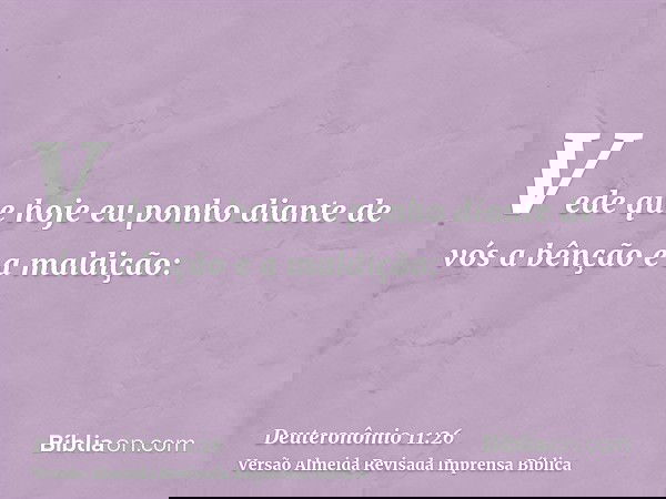 Vede que hoje eu ponho diante de vós a bênção e a maldição: