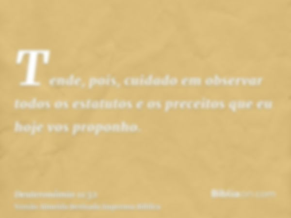 Tende, pois, cuidado em observar todos os estatutos e os preceitos que eu hoje vos proponho.