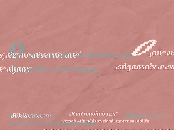 o que vos fez no deserto, até chegardes a este lugar;
