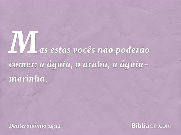 Mas estas vocês não poderão comer: a águia, o urubu, a águia-marinha, -- Deuteronômio 14:12