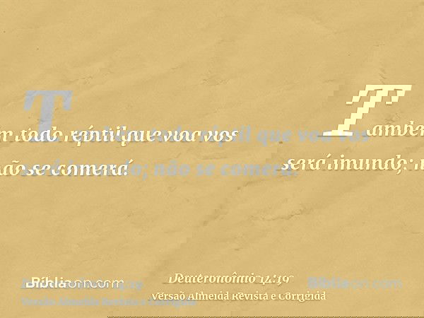 Também todo réptil que voa vos será imundo; não se comerá.