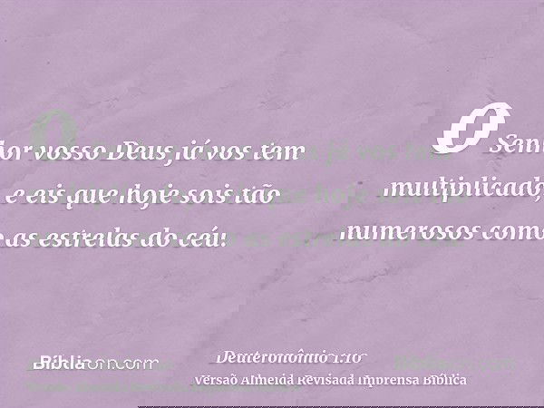 o Senhor vosso Deus já vos tem multiplicado, e eis que hoje sois tão numerosos como as estrelas do céu.