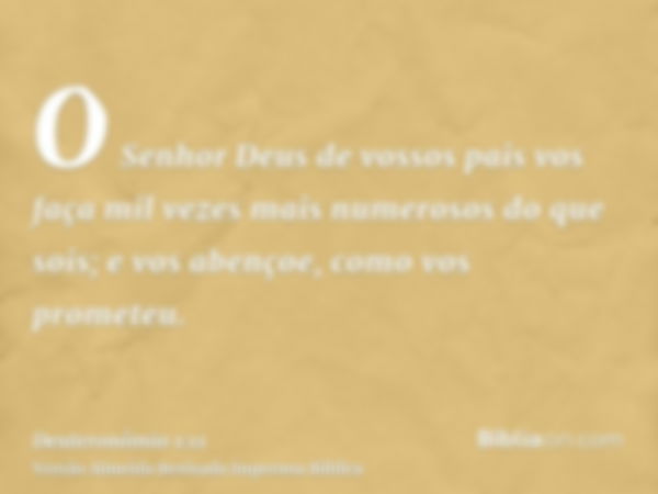 O Senhor Deus de vossos pais vos faça mil vezes mais numerosos do que sois; e vos abençoe, como vos prometeu.