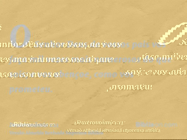 O Senhor Deus de vossos pais vos faça mil vezes mais numerosos do que sois; e vos abençoe, como vos prometeu.