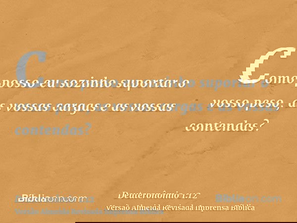 Como posso eu sozinho suportar o vosso peso, as vossas cargas e as vossas contendas?
