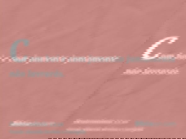 Com boi e com jumento juntamente não lavrarás.