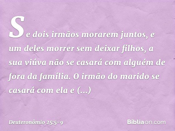 Por que o marido da viúva não pode se casar com a cunhada