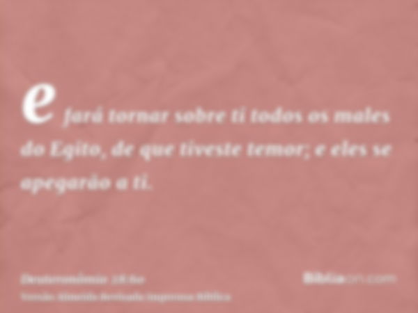 e fará tornar sobre ti todos os males do Egito, de que tiveste temor; e eles se apegarão a ti.