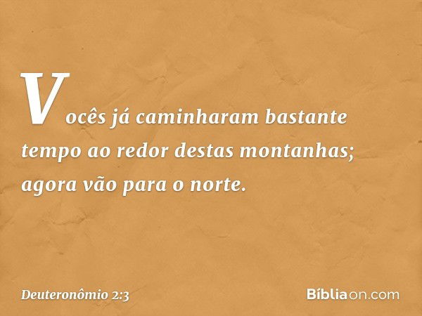 'Vocês já caminharam bastante tempo ao redor destas montanhas; agora vão para o norte. -- Deuteronômio 2:3