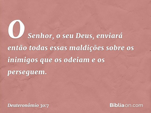 O Senhor, o seu Deus, enviará então todas essas maldições sobre os inimigos que os odeiam e os perseguem. -- Deuteronômio 30:7