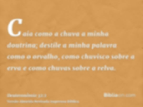 Caia como a chuva a minha doutrina; destile a minha palavra como o orvalho, como chuvisco sobre a erva e como chuvas sobre a relva.