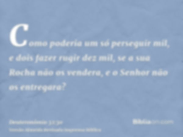 Como poderia um só perseguir mil, e dois fazer rugir dez mil, se a sua Rocha não os vendera, e o Senhor não os entregara?