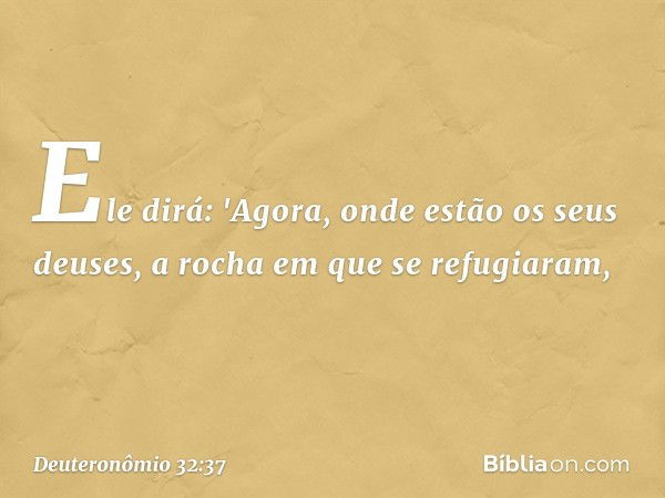 Ele dirá:
'Agora, onde estão os seus deuses,
a rocha em que se refugiaram, -- Deuteronômio 32:37