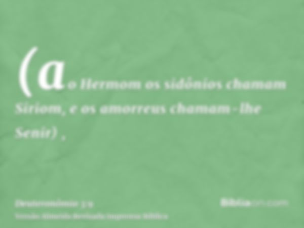 (ao Hermom os sidônios chamam Siriom, e os amorreus chamam-lhe Senir) ,