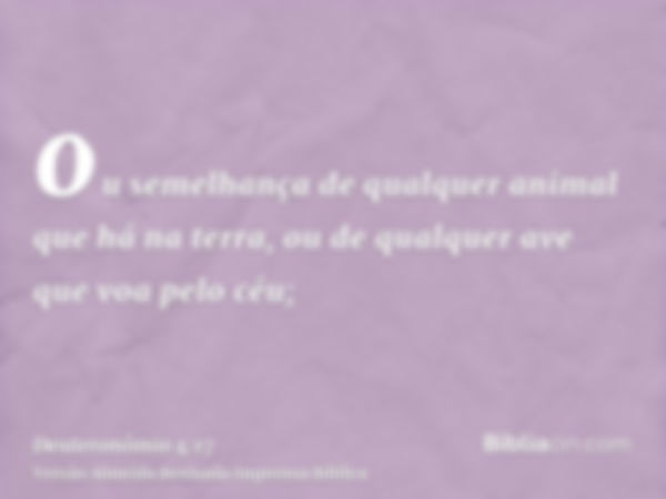 ou semelhança de qualquer animal que há na terra, ou de qualquer ave que voa pelo céu;