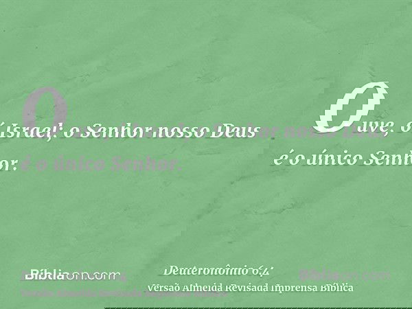 Ouve, ó Israel; o Senhor nosso Deus é o único Senhor.