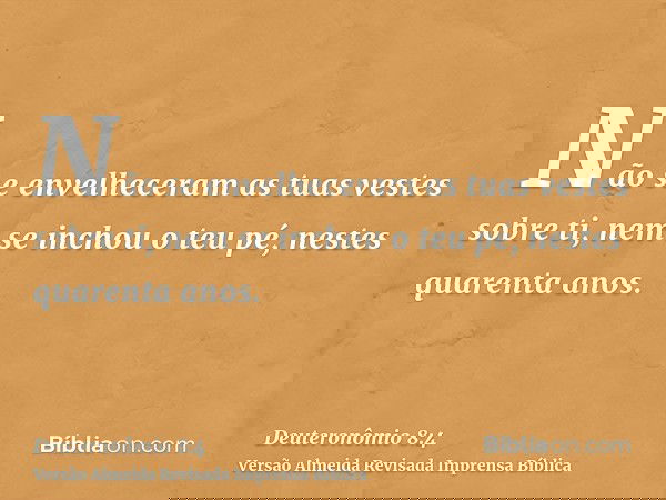 Não se envelheceram as tuas vestes sobre ti, nem se inchou o teu pé, nestes quarenta anos.