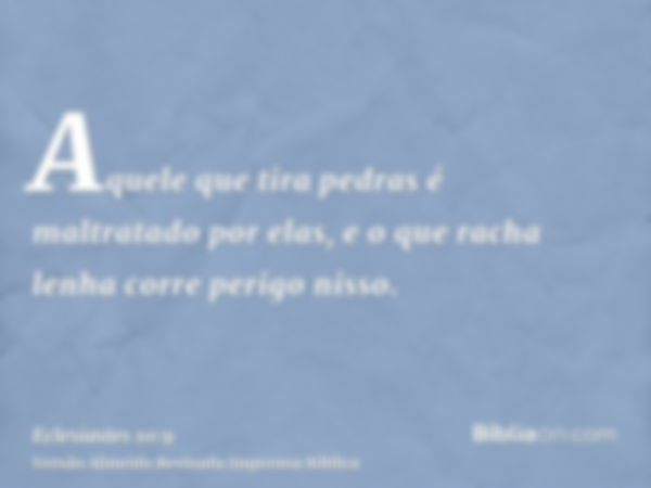 Aquele que tira pedras é maltratado por elas, e o que racha lenha corre perigo nisso.