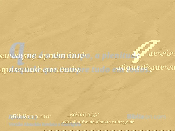 que é o seu corpo, a plenitude daquele que cumpre tudo em todos.