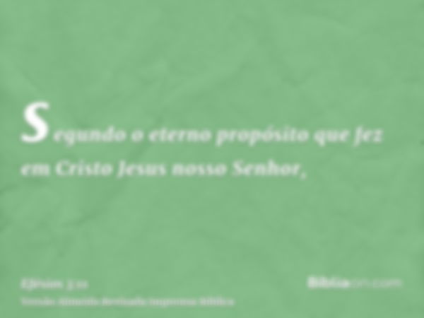 segundo o eterno propósito que fez em Cristo Jesus nosso Senhor,