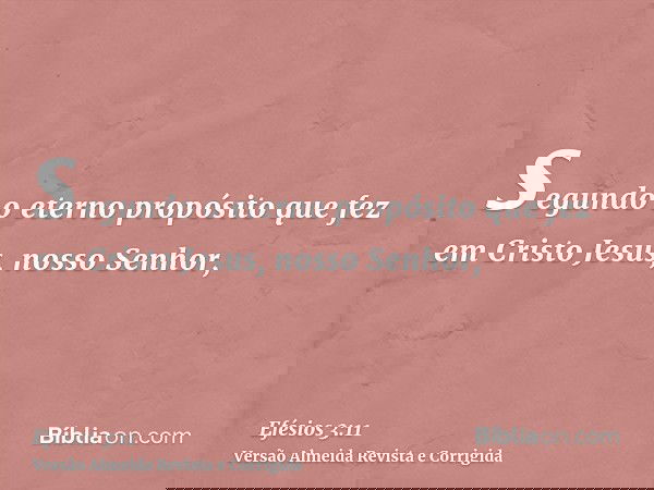 segundo o eterno propósito que fez em Cristo Jesus, nosso Senhor,
