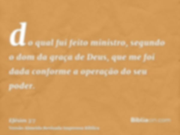 do qual fui feito ministro, segundo o dom da graça de Deus, que me foi dada conforme a operação do seu poder.