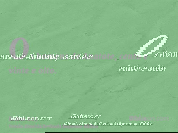 Os homens de Anatote, cento e vinte e oito.