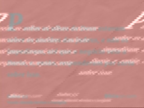 Porém os olhos de Deus estavam sobre os anciãos dos judeus, e não os impediram, até que o negócio veio a Dario, e, então, responderam por carta sobre isso.