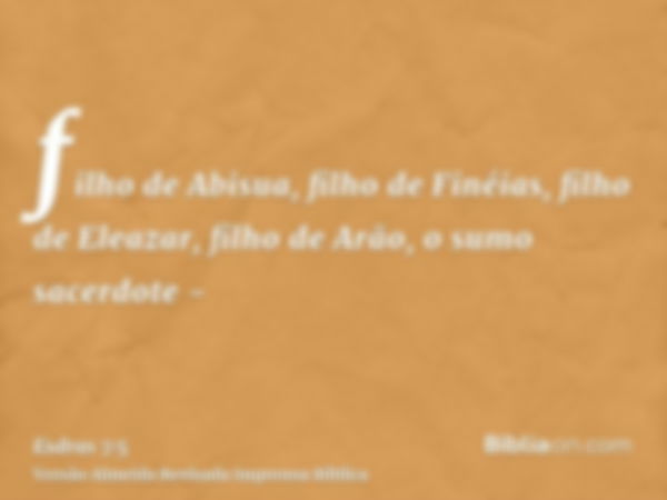 filho de Abisua, filho de Finéias, filho de Eleazar, filho de Arão, o sumo sacerdote -