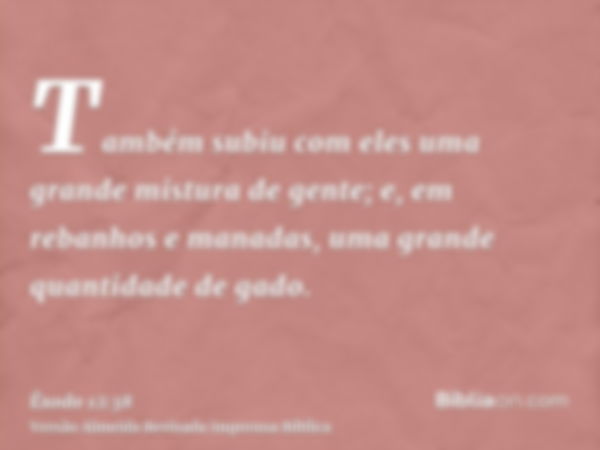 Também subiu com eles uma grande mistura de gente; e, em rebanhos e manadas, uma grande quantidade de gado.