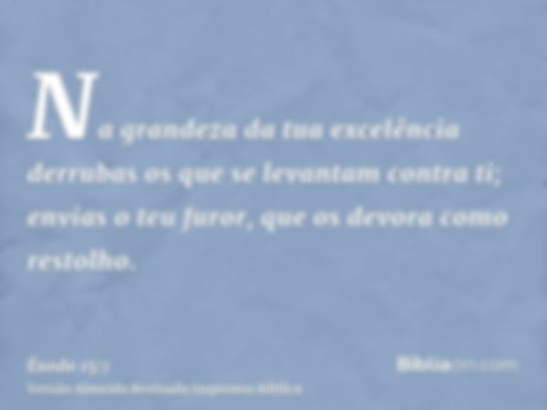 Na grandeza da tua excelência derrubas os que se levantam contra ti; envias o teu furor, que os devora como restolho.