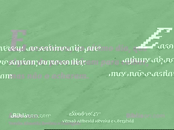 E aconteceu, ao sétimo dia, que alguns do povo saíram para colher, mas não o acharam.
