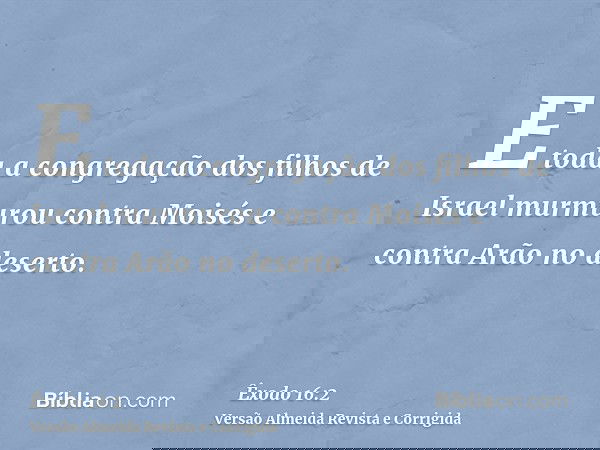 E toda a congregação dos filhos de Israel murmurou contra Moisés e contra Arão no deserto.