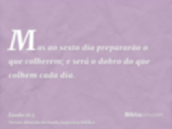 Mas ao sexto dia prepararão o que colherem; e será o dobro do que colhem cada dia.