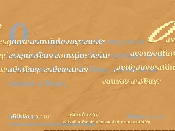 Ouve agora a minha voz; eu te aconselharei, e seja Deus contigo: sê tu pelo povo diante de Deus, e leva tu as causas a Deus;