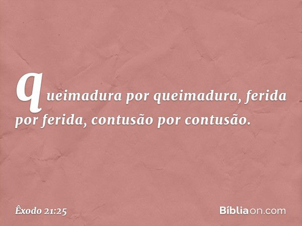 queimadu­ra por queimadura, ferida por ferida, contusão por contusão. -- Êxodo 21:25