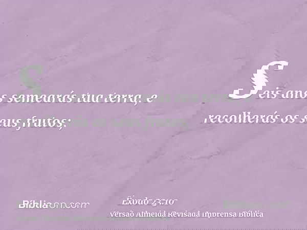 Seis anos semearás tua terra, e recolherás os seus frutos;