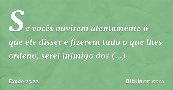 Êxodo 23 22 Serei inimigo dos teus inimigos Bíblia