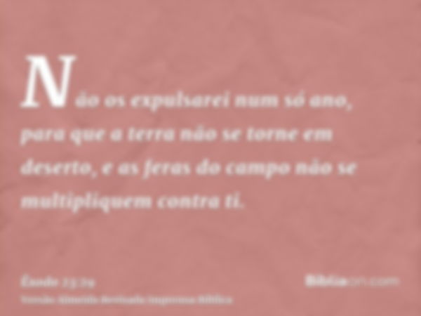 Não os expulsarei num só ano, para que a terra não se torne em deserto, e as feras do campo não se multipliquem contra ti.