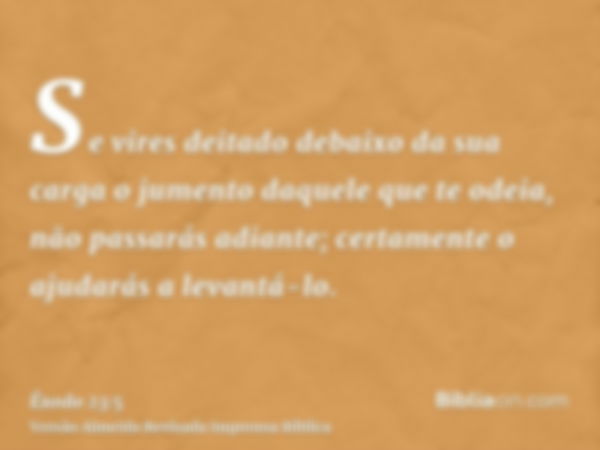 Se vires deitado debaixo da sua carga o jumento daquele que te odeia, não passarás adiante; certamente o ajudarás a levantá-lo.