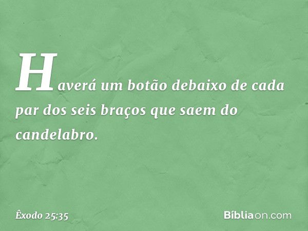 Haverá um botão debaixo de cada par dos seis braços que saem do candela­bro. -- Êxodo 25:35