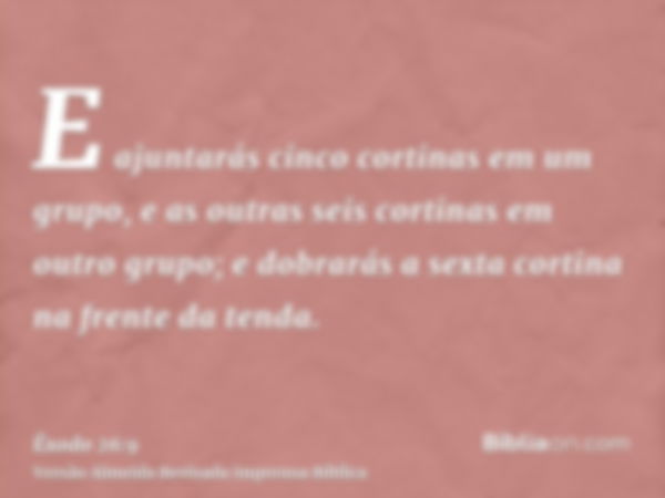 E ajuntarás cinco cortinas em um grupo, e as outras seis cortinas em outro grupo; e dobrarás a sexta cortina na frente da tenda.